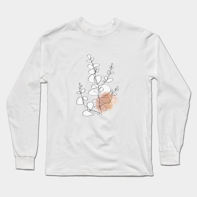 One Line Leaves Botanical Abstract Long Sleeve T-Shirt by My_Store